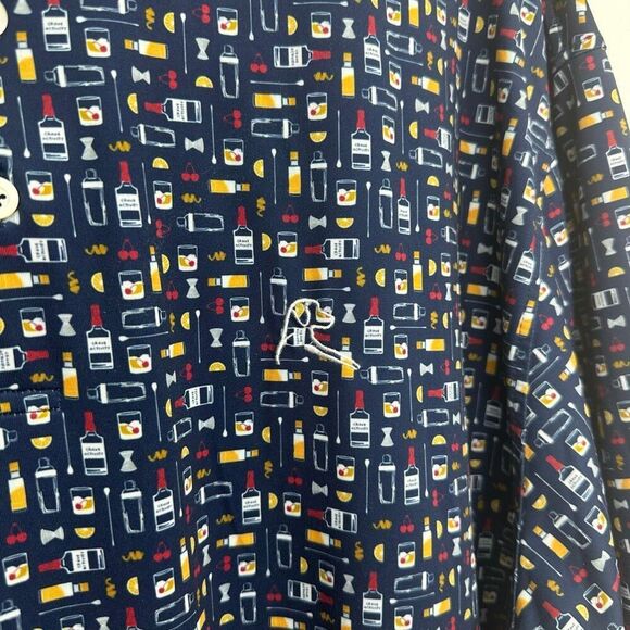 Rhoback Men’s Admirable Navy The Old Fashioned All Over Novelty Printed Short Sl - Picture 5 of 9